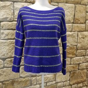 A.N.A Sweater blue/yellow Size Petite large long sleeve